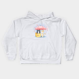 Cute lovely kittens under an umbrella Kids Hoodie